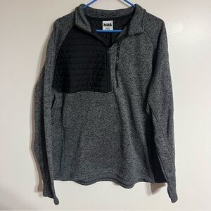 NRA Mens Pullover Jacket 1/4‎ Zip Black Gray Logo Mock Neck Size 2XL